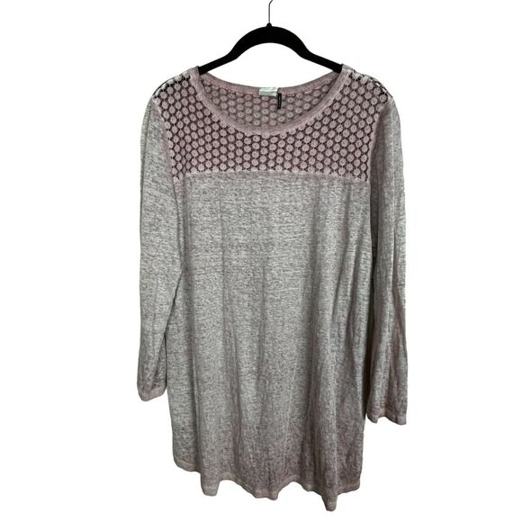 Akemi + Kin Anthropologie Women's Linen Top Sz M Mauve Pink Long Sleeve Pullover - Picture 1 of 4